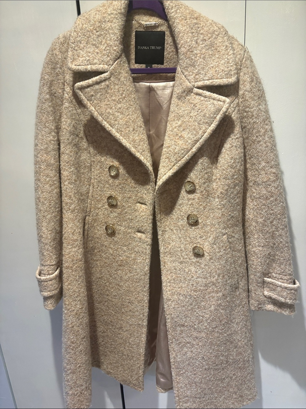 Ivanka Trump Cream-Tone Double-Breasted Pea Coat size 10